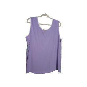 Vintage Bob Mackie 1x Silk Two Color Tank Top Purple And Teal Maximalism Boho